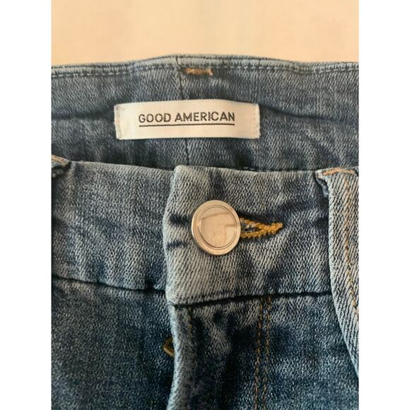 Good American Good Legs Distressed Raw Hem High Rise Skinny Straight Size 2 26 - Picture 6 of 12